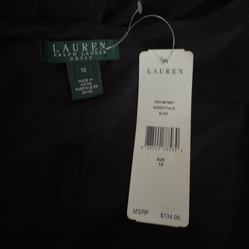 Lauren Ralph Lauren Essentials Black Faux Wrap Crossover Keyhole Dress SZ 10 NWT - Picture 5 of 9